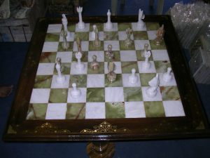 Big Wood Carved Border Chess - Khan Brothers Onyx Handicrafts